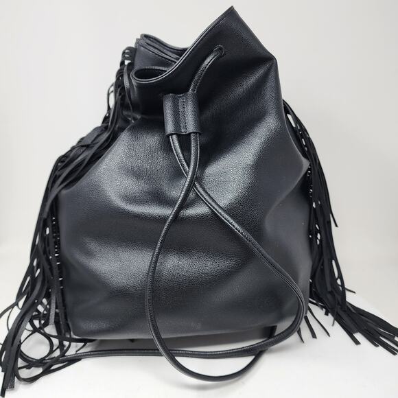 Victoria's Secret Backpack Black Faux Leather Bucket Pouch Fashion Show NWT 2015 - Picture 4 of 9